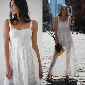 🆕 BY WATTERS. Basil Lace Limited Edition Overlay Dress White Sz 4